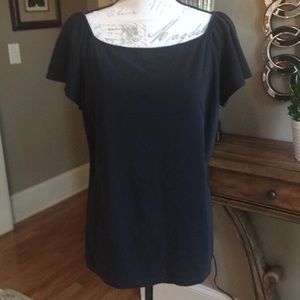 Ralph Lauren black flutter sleeve top.